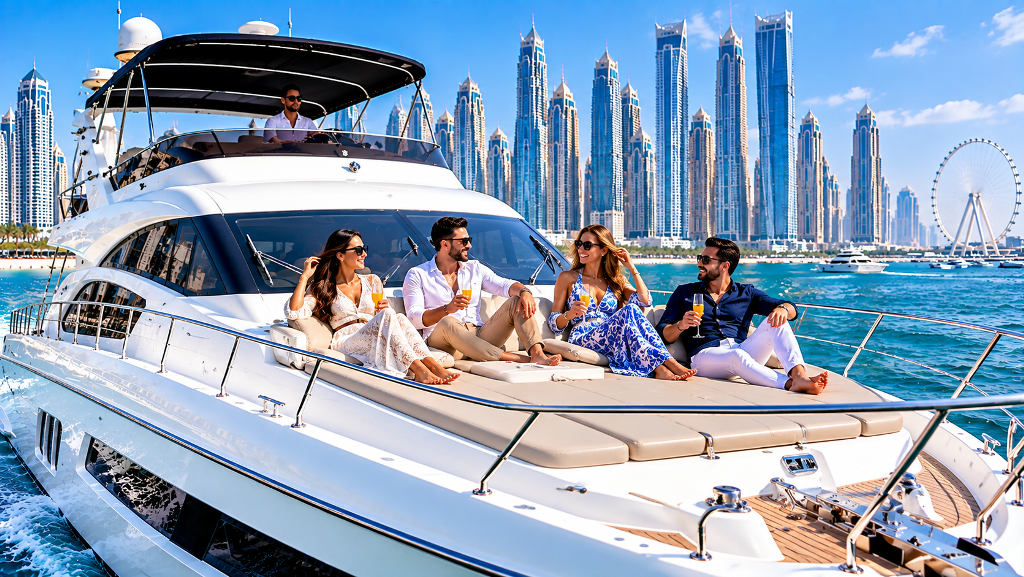 1 Hour 45 Feet Private Yacht Dubai | Luxury Dubai Marina Yacht Cruise Experience