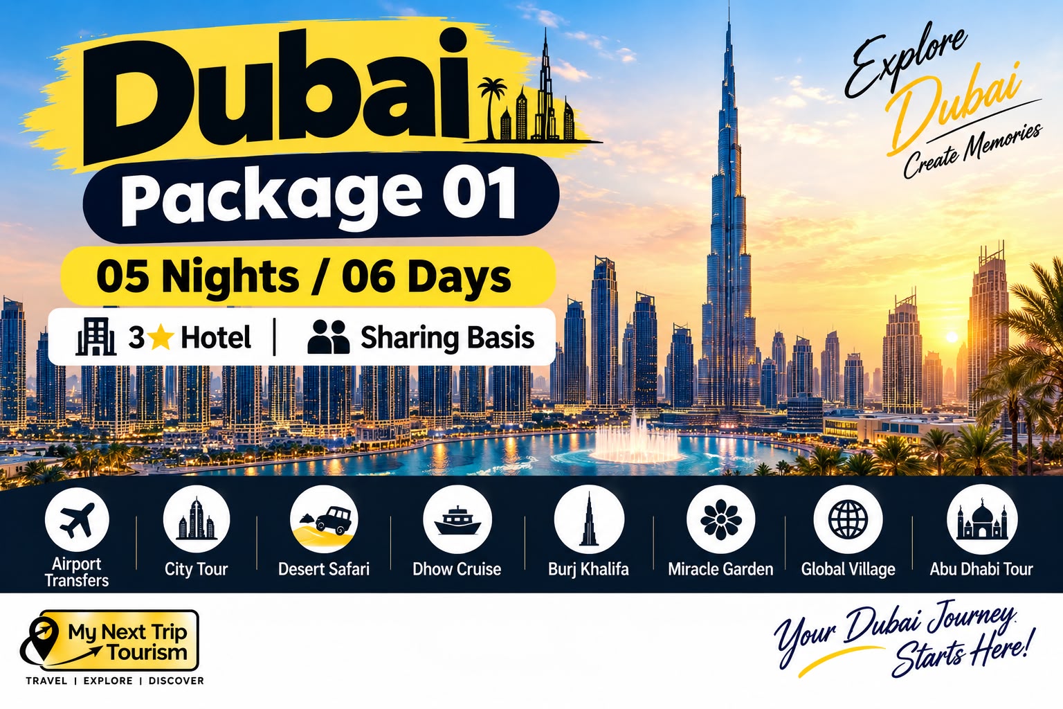 Dubai Package 01 – 05 Nights / 06 Days | 3★ Hotel | Sharing Basis