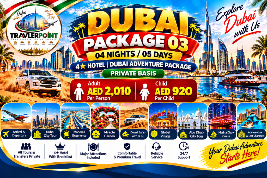 Dubai Package 03 – 04 Nights / 05 Days | 4★ Hotel | Private Basis